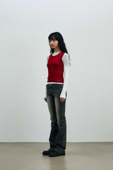 COMET LAYERED SLEEVE TOP / RED