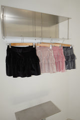 velvet cancan banding mini skirt