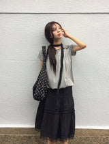 Butin Dot Button Balloon Short Sleeve T-shirt