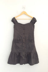 Pocket-line button layered dress