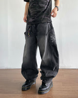 Solar embroidered denim pants