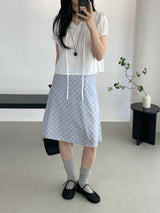 Sovy check flare midi skirt
