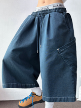 HIP PATCH RIVET PIGMENT DENIM BERMUDA 🫐🍪🖤3COLOR