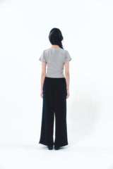 Heart Logo Shirring Detail Top Gray