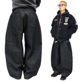 wide non-faded denim pants