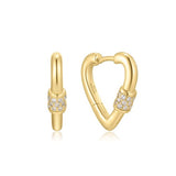 ゴールドハートフープ 14k ゴールドメッキ + 925 シルバーピアス E069-05G