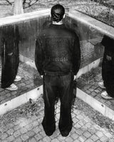 Mwoong Washed Black Denim Trucker Pants