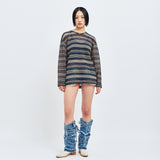 SEE-THROUGH CRAFT KNIT PULLOVER BLUE