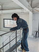 Kusi back band balloon denim pants
