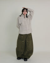 Kuro banding snap pocket wide fit washed pants