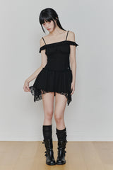 PETAL RUFFLE DRESS black