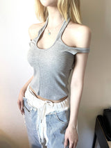 1278. Two way strap crop sleevless (2color)