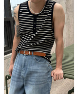 [S/S] Stripe henry neck sleeveless(3color)