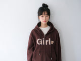 Girl zip-up hoodie - Brown
