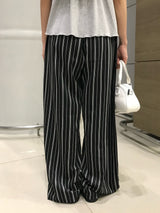 サンデー ホーム ストライプ ラウンジ ボタン ワイドパンツ