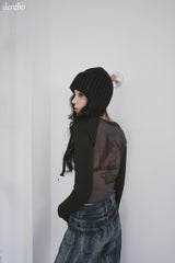 Back see-through angel long-sleeved t-shirt