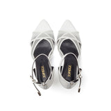 Sheer Cross Strap Sandal Heel(White)