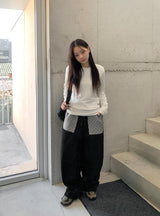 ナント ブラッシュド ドット ワイド バンディング パンツ