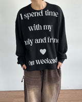 Spend Lettering Waffle Long Sleeve