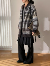 Deep green wool Nordic knit cardigan