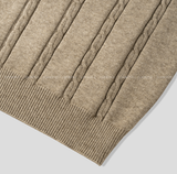 All-Day Cable Pattern Two-Button Collar Knit