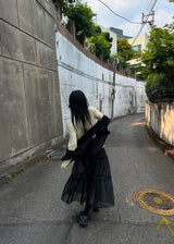 シースルーフリルロングスカート