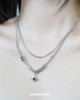 [SURGICAL STEEL] ブラックオリエンタルスクエアレイヤードネックレス