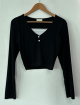 LAYERED SLIM GLAMOUR LONG SLEEVE T SHIRT 🩵🖤🩶3COLOR