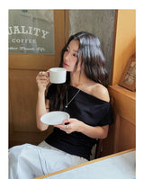 Off Shoulder Ruched Short Sleeve Top