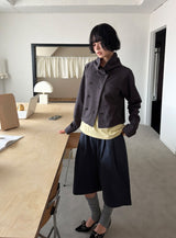 DOUBLE HIGH-NECK CARDIGAN