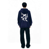 LOOSE FIT PRINT-HOODIE [NAVY]