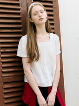 SQUARE NECK LACE BLOUSE IVORY