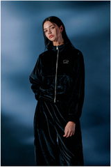 Velour Sporty Track Crop Zip-Up
