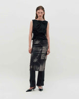 Embroidered Graphic Jersey Skirt _ RED