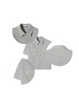 Double pocket checked crop shirts 3color