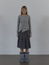 STAR BUTTON TOP / MELANGE GRAY