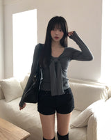 Hina Shirring Tie Ribbon Long Sleeve