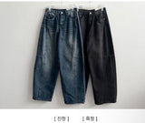 ジーンカーブスリットバギーバルーンワイドデニムパンツ