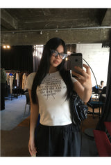 リボンレタリングラウンド半袖Tシャツ