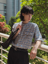 TOZ loose fit tweed half shirt