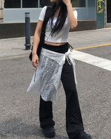 リボンブーツカットパンツ