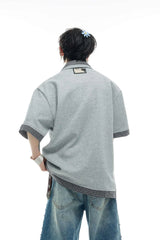 プレイドレイヤードポロTシャツ