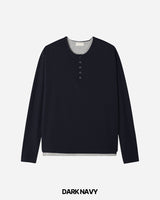 Rib Layered Henley Long Sleeve