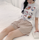 Avivere パジャマ パンツ ストライプ ベージュ ピンク