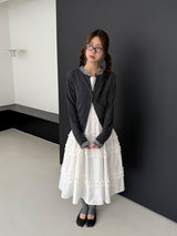 check frill cardigan 