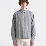 Crop Check Long Sleeve Shirt Cool Gray