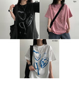 Binning Heart Round Short-Sleeved T-Shirt (3 colors) - H&L