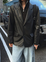 Roric Two-Button Leather Blazer