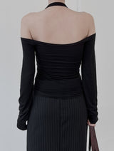 Drape Cowl Neck Halter Off-Shoulder