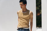 High ribbed logo sleeveless(Mustard)